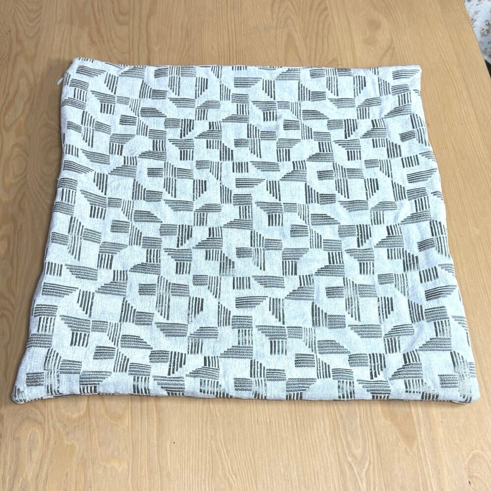West Elm Cut Geo Chenille Jacquard Square Pillow Cover 18x18 Stone White
